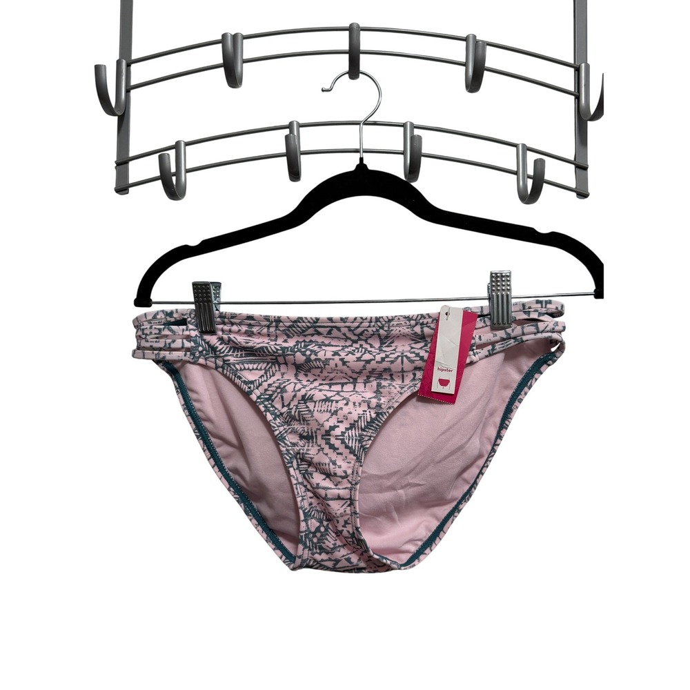 Xhilaration Pink Lavender Tribal Print Hipster‎ Bikini Bottoms Strappy Large NEW